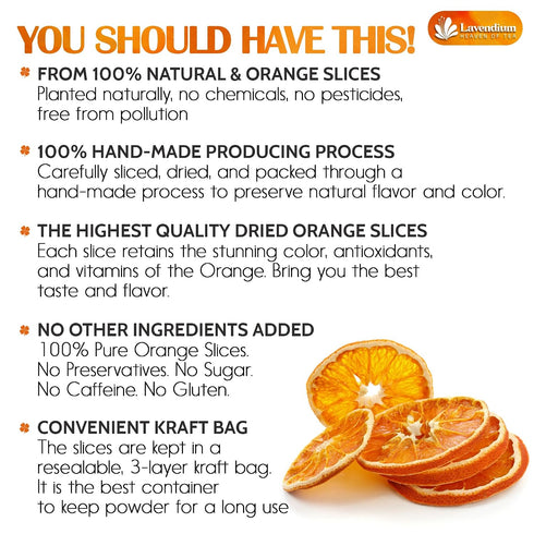 6oz Lavendium, Premium Dried Orange Slices Natural Dehydrated Citrus Wheels for Tea, Cocktails, Baking, Holiday