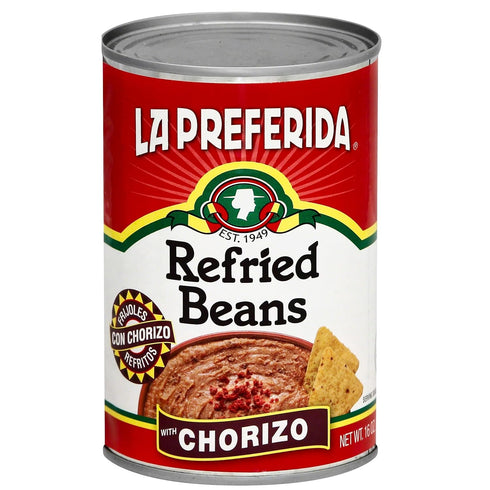 More,16 oz. (Pack 12) La Preferida Chorizo Refried Beans Heat & Serve for an Instant Side Dish or Add to Enchiladas