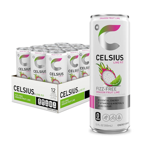 CELSIUS Fizz Free Dragon Fruit Lime, Sugar Free Energy Drink, 12 Fl