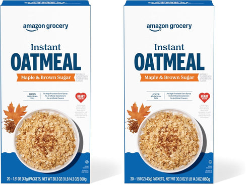 Amazon Grocery, Maple & Brown Sugar Instant Oatmeal, 1.51 Oz, (Pack of
