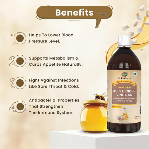 Dr. Patkar's 500 ml Apple Cider Vinegar with Garlic and Honey