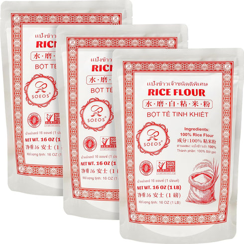 Soeos Thai Rice Flour 48 Ounce (Basic), 1 Pound(Pack of 3), Rice