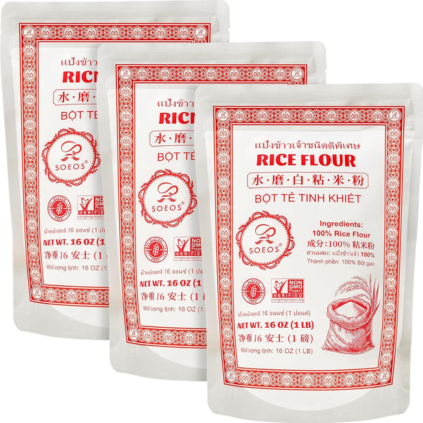 Soeos Thai Rice Flour 48 Ounce (Basic), 1 Pound(Pack of 3), Rice