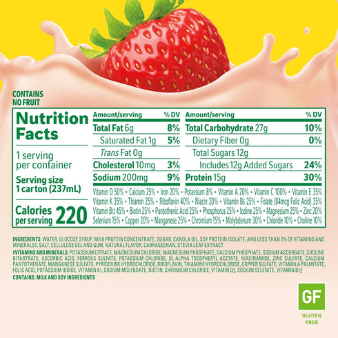 8 OZ (Pack 24) Carnation Breakfast Essientials High Protein Ready-to-Drink, FL Carton, Strawberry