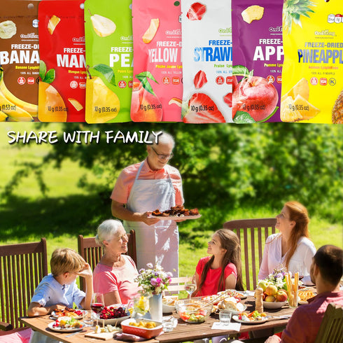 12 Pack Pack, 0.35 Oz ONETANG Freeze-Dried Mixed Fruit, Single-Serve Non GMO, Kosher, No Add Sugar, Gluten free, Vegan