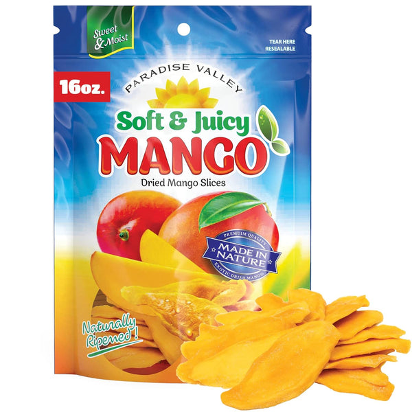 Paradise Valley Dried Mango Slices - Delicious Texture Soft & Juicy Low Sugar Added