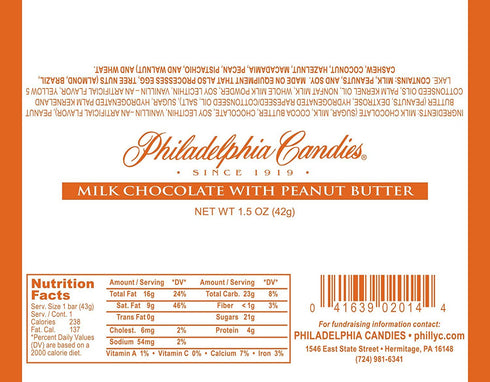 1.5 Set 30 Philadelphia Candies Milk Chocolate with Peanut Butter Bar Ounce, of (Fundraising/Individual Retail Sale)
