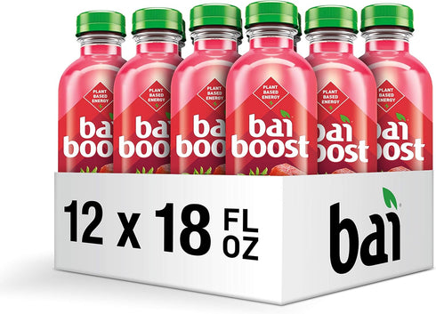18 oz (Pack 12) Bai Boost Watamu Strawberry Watermelon, Antioxidant Infused Beverage, fl bottle