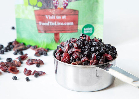 1.5 Food to Live Organic Essential Berries Mix, Pounds, Non-GMO Dried Blueberries and Cranberries. Unsulfured, Kosher.