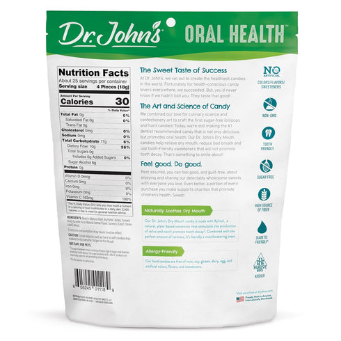 Dr. John's Candies 100 Count, 1 LB Dr. Johns Oral Health Sugar Free Candy, Healthy Dry Mouth Drops with Zero Sugar, Low
