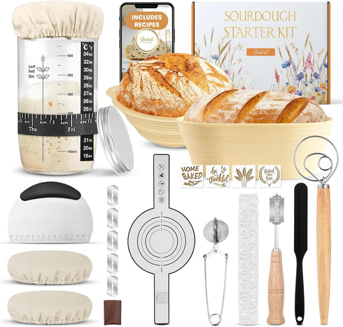 Complete Sourdough Starter Kit, Sourdough bread baking supplies, Great Gift Beginners Bread