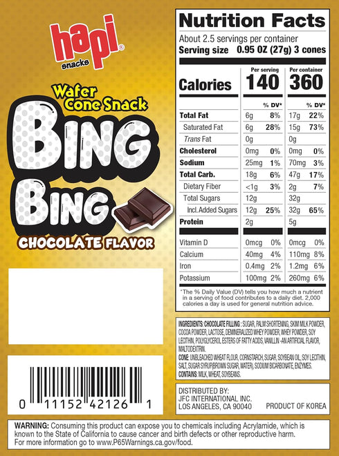Hapi Bing Bing Ice Cream Scone Snack, Chocolate, 2.51 Ounce
