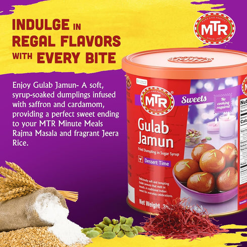 35.7 oz (Pack 2) MTR Gulab Jamun - Traditional Indian Sweet Soft & Melt-in-the-Mouth Texture Easy to Prepare at Home No