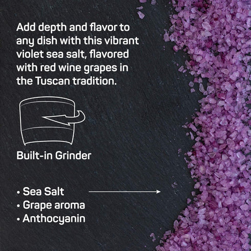 11.3oz Papa Palermo Grape Infused Violet Sea Salt with Grinder, Kosher, All Natural, No Additives