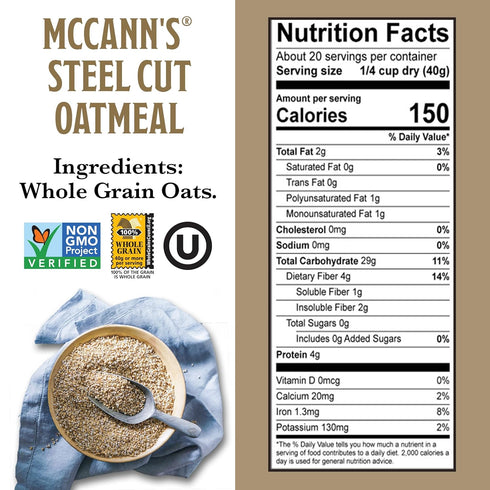 28 McCann's Irish Oatmeal, Traditional Steel Cut Oats, Ounce Bag