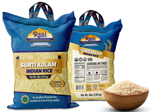 64oz (4lbs) 1.81kg Rani Surti Kolam Indian Rice Cloth Bag ~ All Natural | Gluten Friendly | Vegan | Kosher | Export