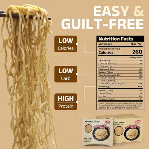 31g 6 Packs 50% HealSpot High Protein Instant Ramen, Plant Based Protein, Low Fat, Low Carb, Non GMO, Keto Friendly