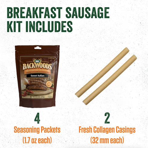 20 9.5 Package LEM Products Backwoods Sweet Italian Fresh Sausage Seasoning Kit, Ideal for Wild Game and Domestic Meat