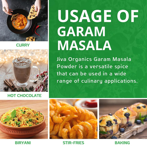 Jiva Organics Organic Garam Masala Powder, 1 Pound Bulk Jar - NON-GMO, Salt Free Indian Spice Blend