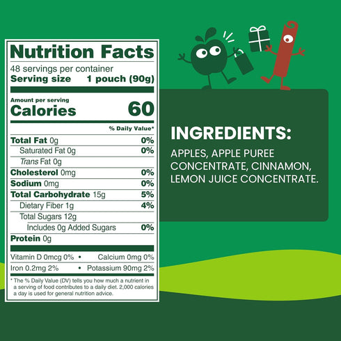 3.2 oz (Pack 48), GoGo squeeZ No Sugar Added Applesauce and Fruit Puree, Apple Cinnamon, Pouches of Fruit Snacks