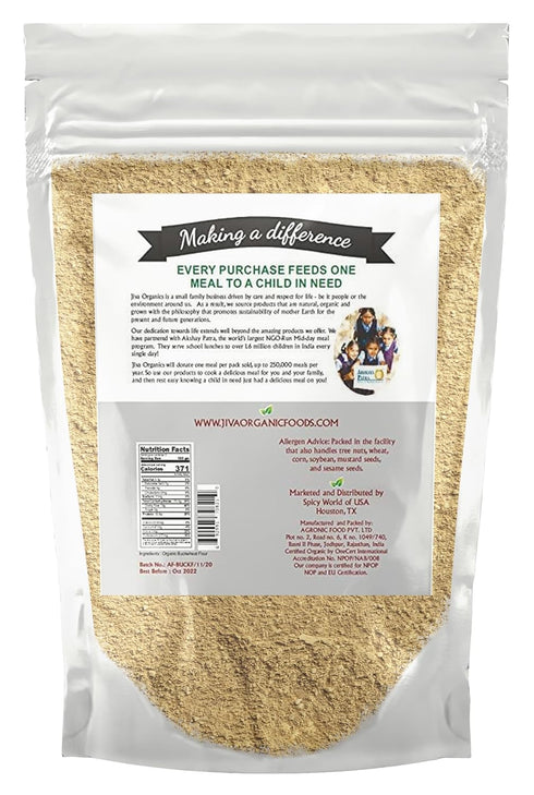 2 LB Jiva Organics Buckwheat Flour (Dark) Bag - Vegan, Non-GMO, Kuttu, Earthy Flavor