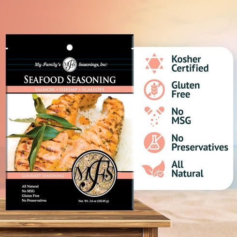 My Family's Seasonings Pack 3.6 oz Pack My Family's Seafood Seasoning All-Natural Shrimp, Scallops & Salmon Seasoning