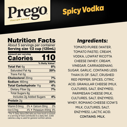 23.75 oz (6 Pack) Prego Spicy Vodka Pasta Sauce, Jar