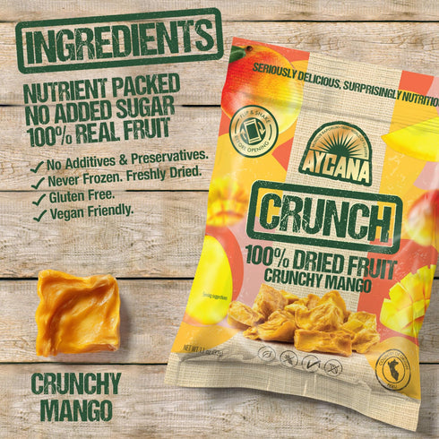 100% Pack, 12 Aycana Sweet & Simple Selection Box Dried Fruit Crunchy Banana, Pineapple, Mango, Strawberry Gluten-Free