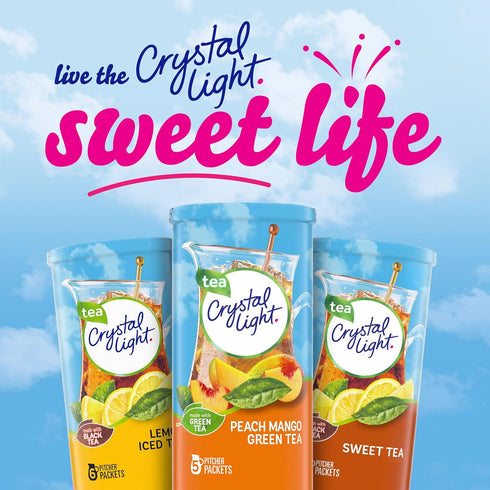 60 Pack, 12 5 Packets Crystal Light Peach Mango Green Tea Naturally Flavored Powdered Drink Mix, ct Canisters