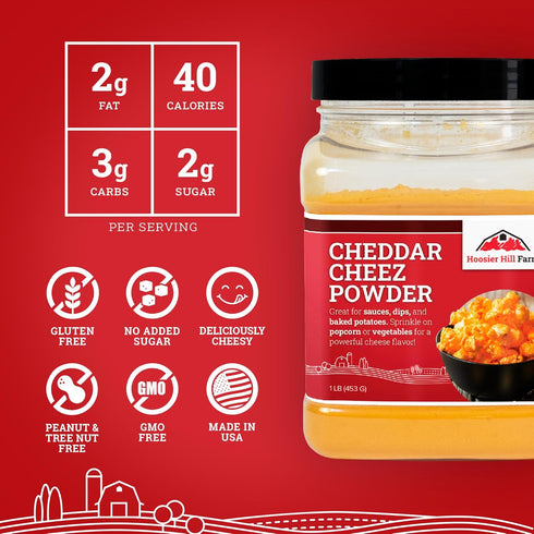 1LB (Pack 2) Hoosier Hill Farm Cheddar Cheez Powder