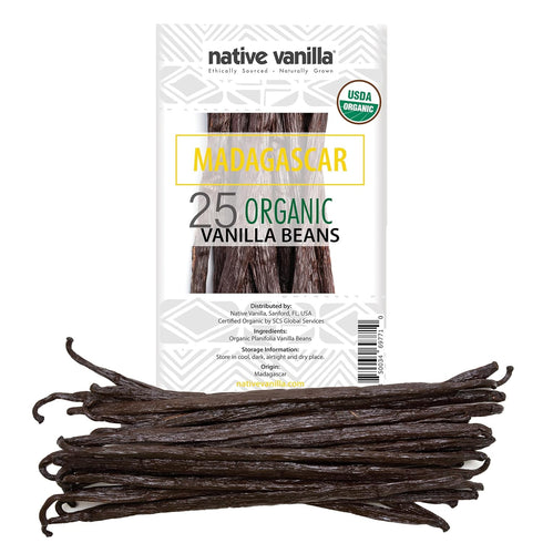 25 Organic Madagascar Vanilla Beans - Gourmet Grade A Premium Vanilla Pods