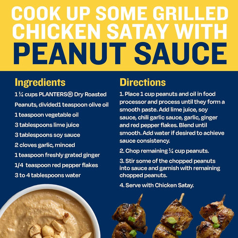 34.5 oz (Pack 6) PLANTERS Dry Roasted Peanuts, Resealable Plastic Jars of - Peanuts with Sea Salt - Peanut Snacks