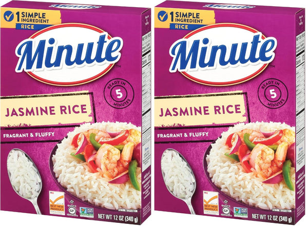 Minute Jasmine Rice, Instant Jasmine Rice for Quick Dinner Meals, 12 Ounce