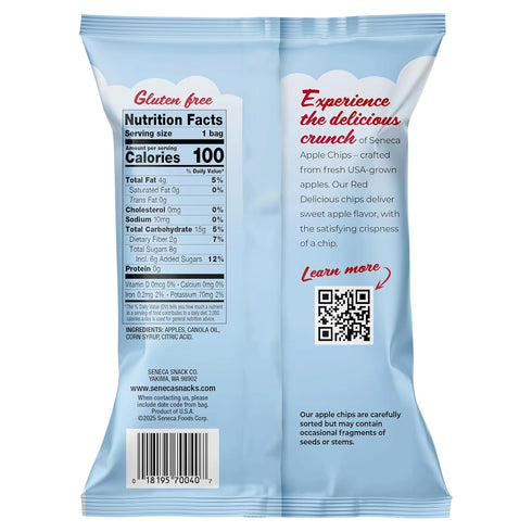 100% 0.7 (Pack 24) Seneca Original Apple Chips | Made from Fresh Red Delicious Apples | Yakima Valley Orchards |