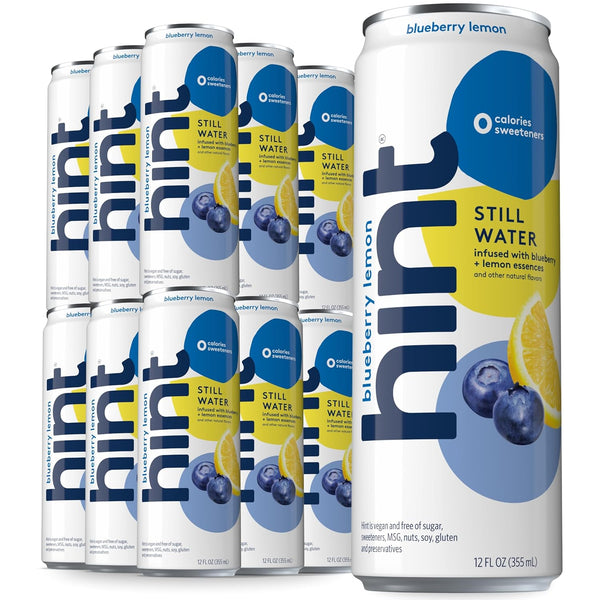 Hint Fruit-Infused Canned Water, Blueberry Lemon - Purified Flavored Water with Zero