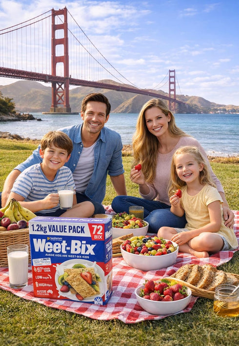 Sanitarium Weet-Bix 97% (1.2 PACK 72 12 Oz Weet-Bix Whole Grain Cereal Biscuits & Fizzy Raspberry Soda Pops Kg VALUE