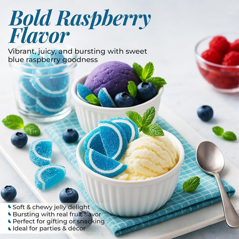 3 Gummies NY Spice Shop Blue Raspberry Fruit Slices Candy - Pound Citrus Chewy Fruit Slices Jelly Candy - Old Fashioned