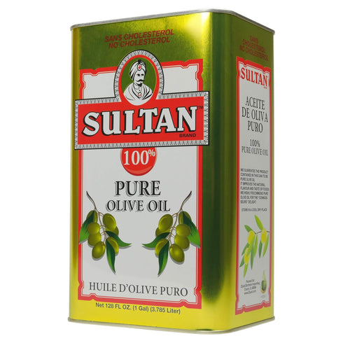 100% (128 OZ 1 Sultan Mediterranean Pure Olive Oil / Gallon), First Cold Pressed, Rich Fruity Flavor, Imported from
