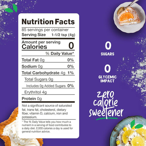 12 oz Pyure Organic Powdered Sweetener | Sugar-Free Confectioners Sugar Substitute for Baking | Keto, Gluten-Free, Zero