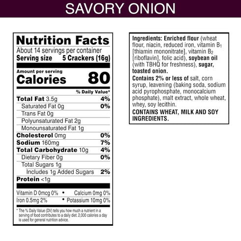 Toasteds Savory Onion Crackers, Party Snacks, 8oz Box (1 Box)