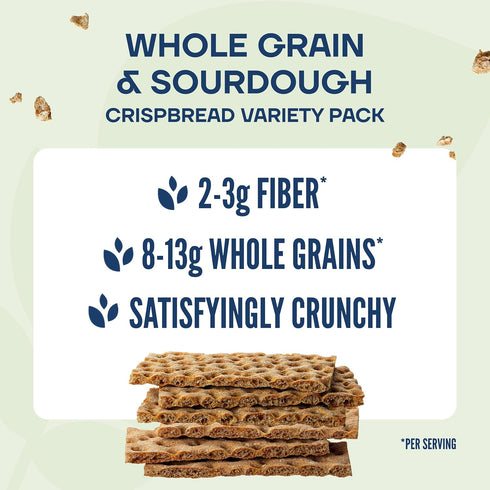 Pack (Pack 4), Wasa Crispbread Variety of Sourdough and Whole Grain, Crackers, Non-GMO Ingredients, Fat Free