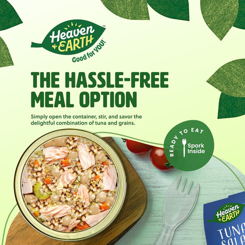 5.64oz (4 Pack) Packed Heaven & Earth Ready to Eat Tuna Salad, Beans & Four Grains, | Tuna in Olive Oil. Beans, Wheat