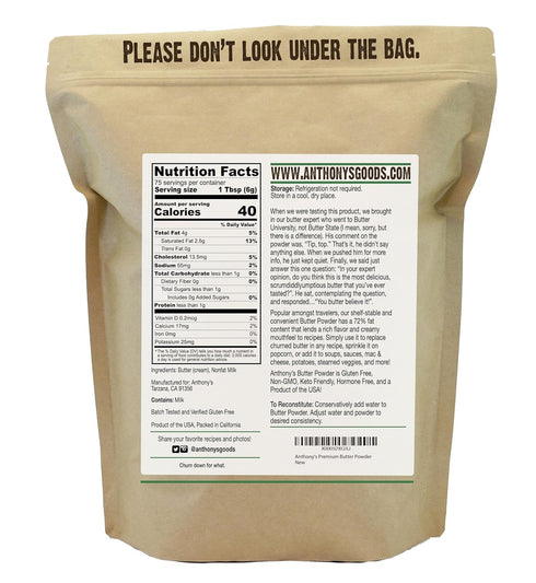 1 lb, Anthony's Premium Butter Powder, Gluten Free, Non GMO, Made in USA, Keto Friendly, Hormone Free