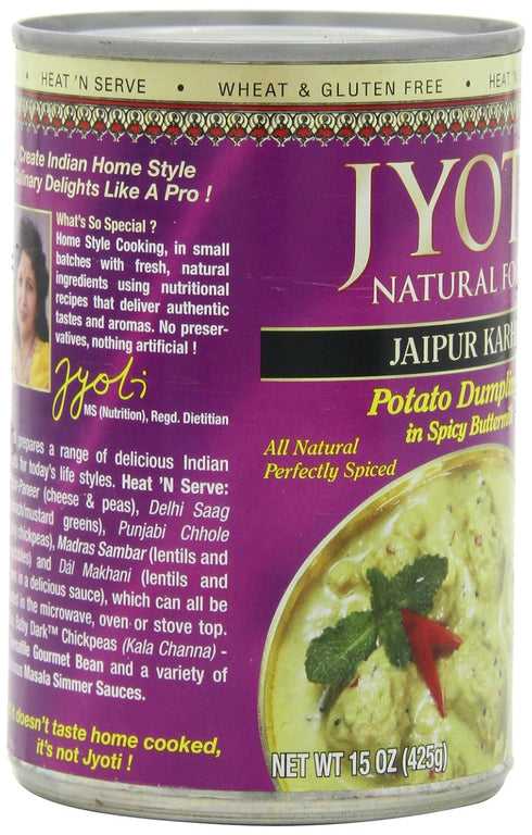 12 15 oz Jyoti Jaipur Karhi, cans of each, All Natural, Product of USA, Gluten Free, Vegetarian, BPA Free