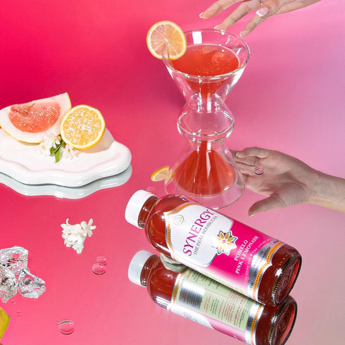 16 oz Immune SYNERGY The Real Kombucha - Pomelo Pink Lemonade - fl Bottle - Raw Probiotic Drink for Gut Health