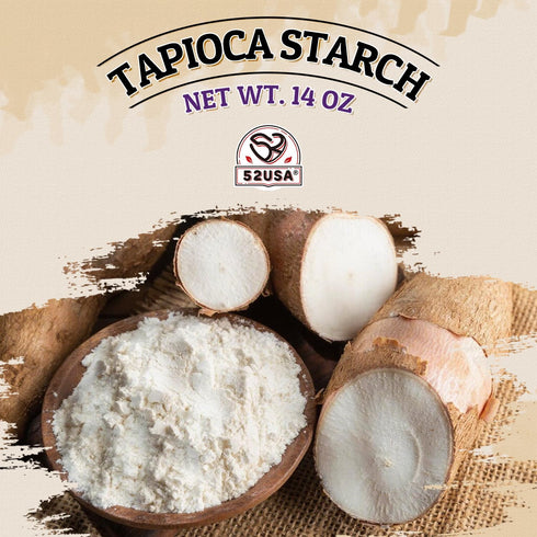 52USA 2 Pack (28oz Tapioca Starch, Total) | Tapioca Flour from Cassava Root | Gluten Free Flour Substitute | Vegan
