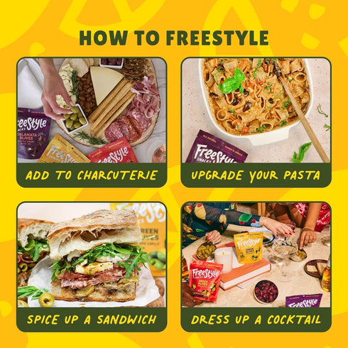 4 Freestyle Snacks, Olives Green Lemon Garlic, Ounce