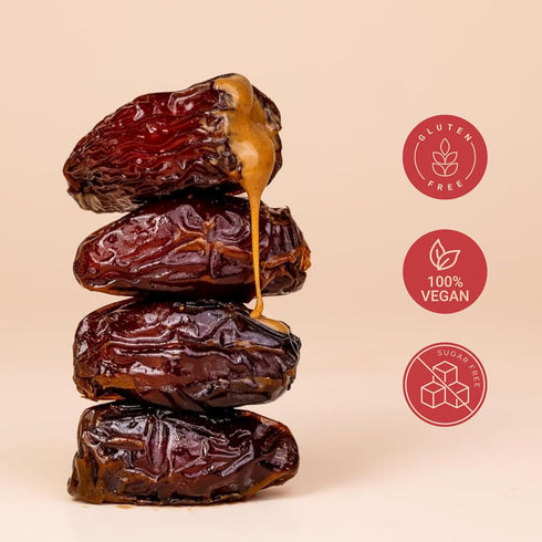 Pick Me Up Snacks 4 2.4 oz Pack Pack 5 (20 Organic Medjool Dates, Pitted and Filled with Creamy Peanut Butter Dates per
