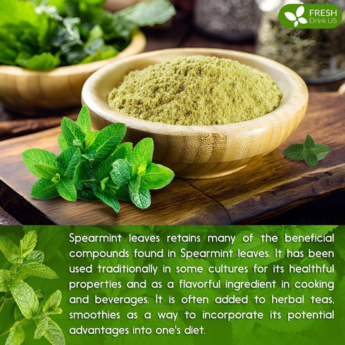 8oz FreshDrinkUS, Premium Spearmint Leaf Powder Pure Natural Mint Powder for Tea, Smoothies, Cooking, and Baking