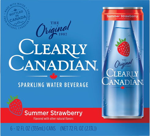 Summer 6pk Clearly Canadian Strawberry Cans